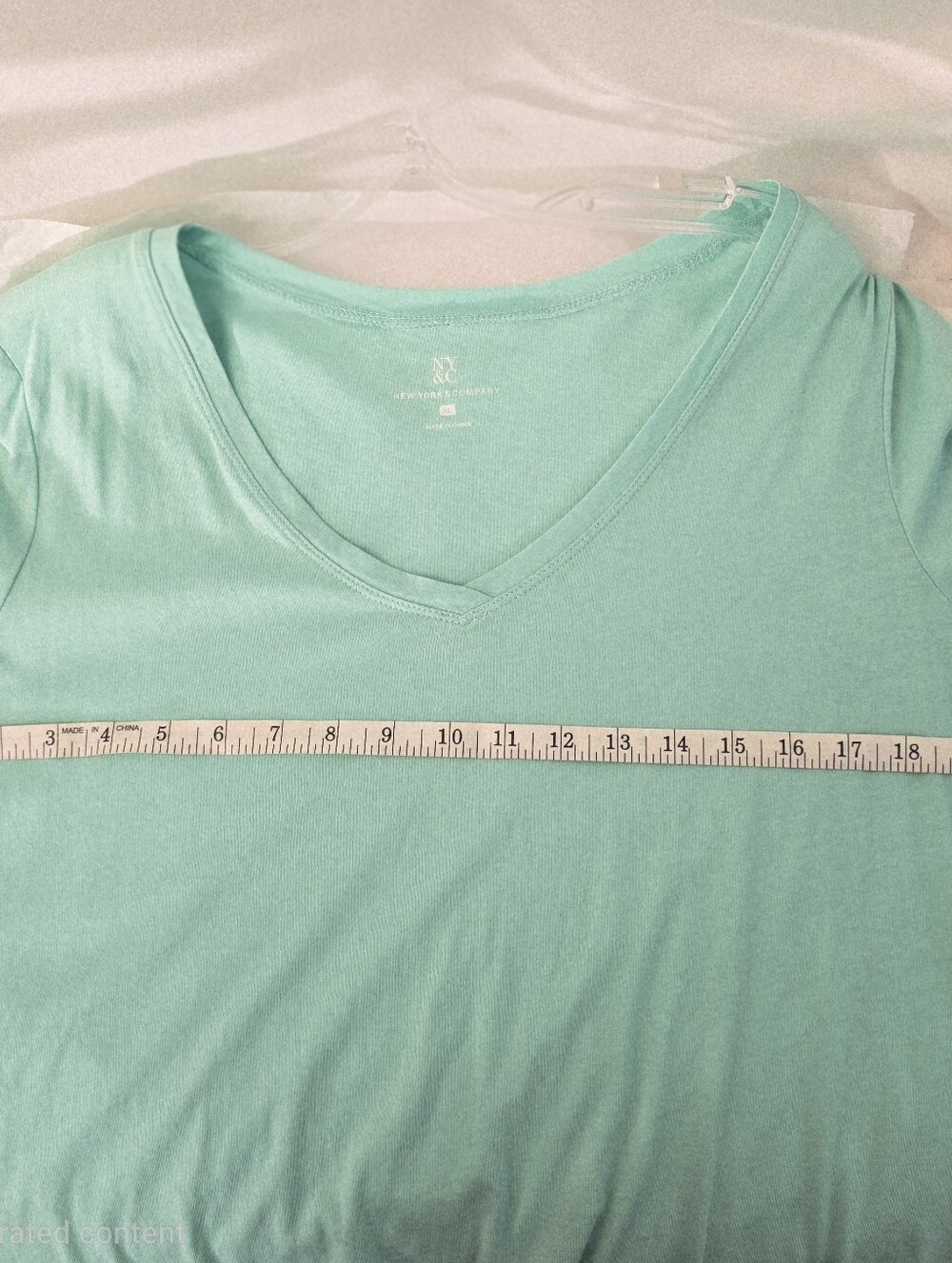 NY&C Mint Green V-Neck Long Sleeve Cotton Tee Shirt - Size XL - Picture 6 of 10